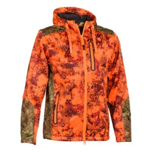 Blouson chasse Zippé Wolf bicolore fluo orange - face
