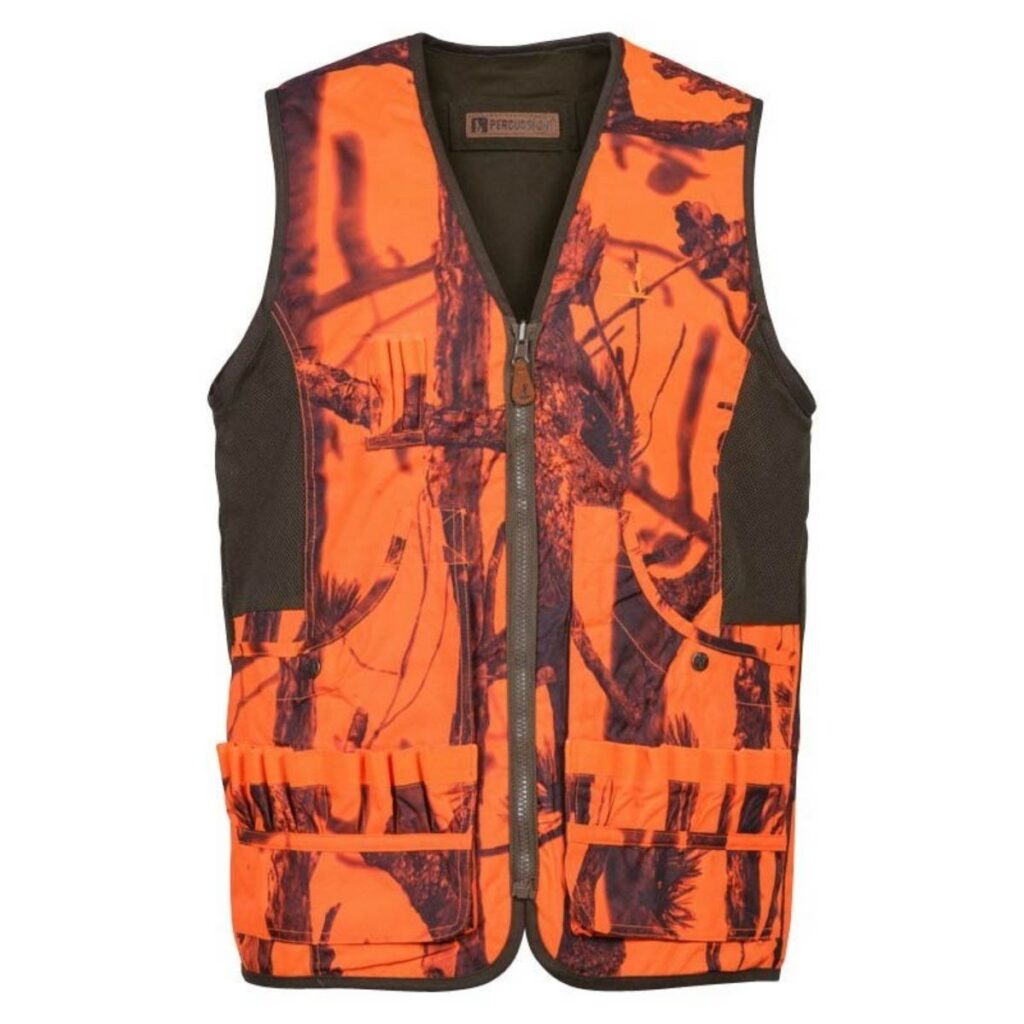Gilet de Chasse Réversible Savane - Ghostcamo Blaze - orange fluo et kaki - face fluo